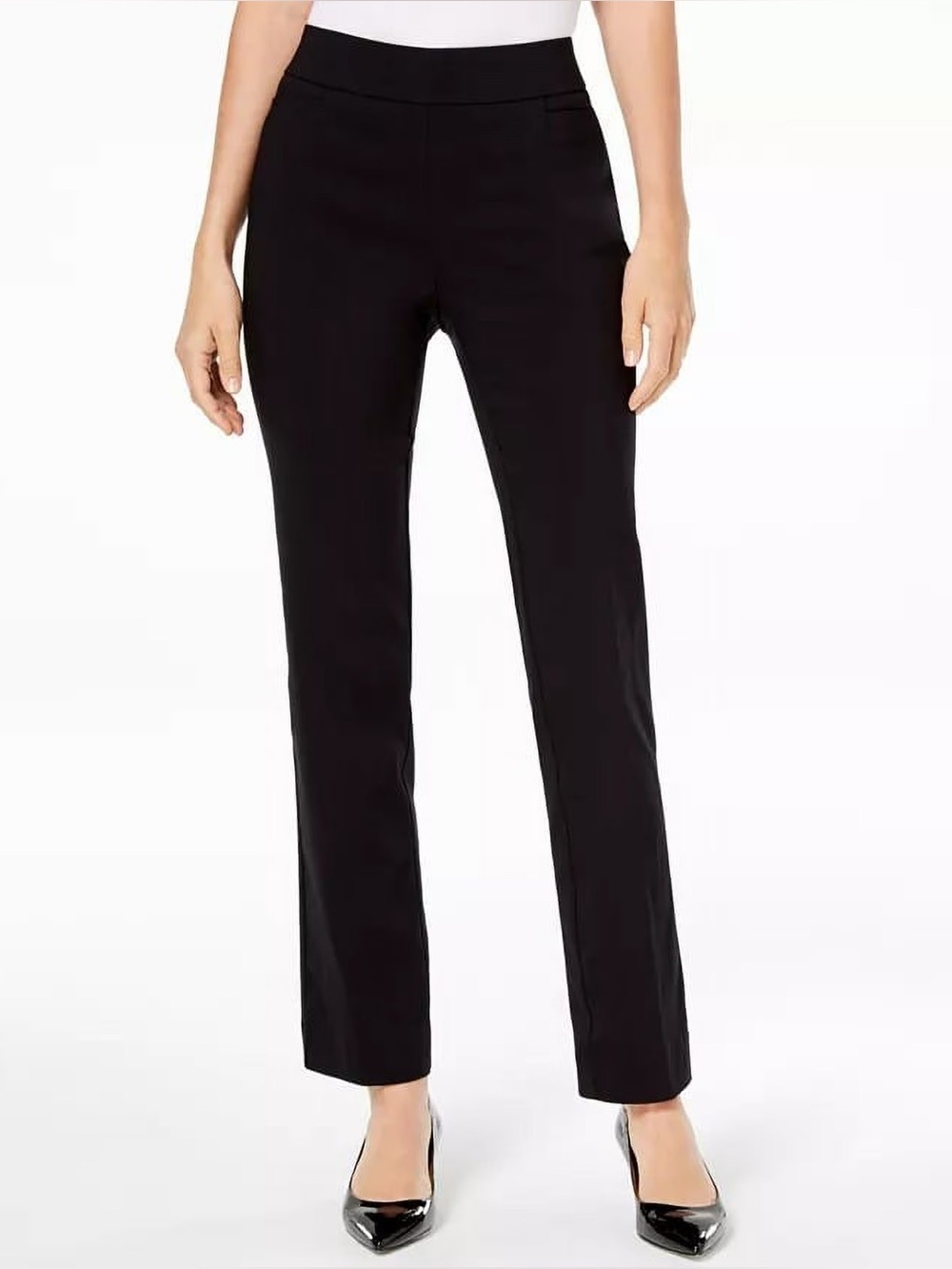JM Collection Black Pull-On Straight Leg Trousers – Size Large